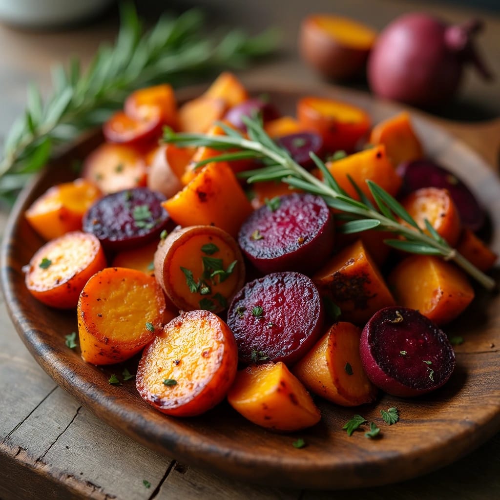 Healthy Roasted Beets and Sweet Potatoes